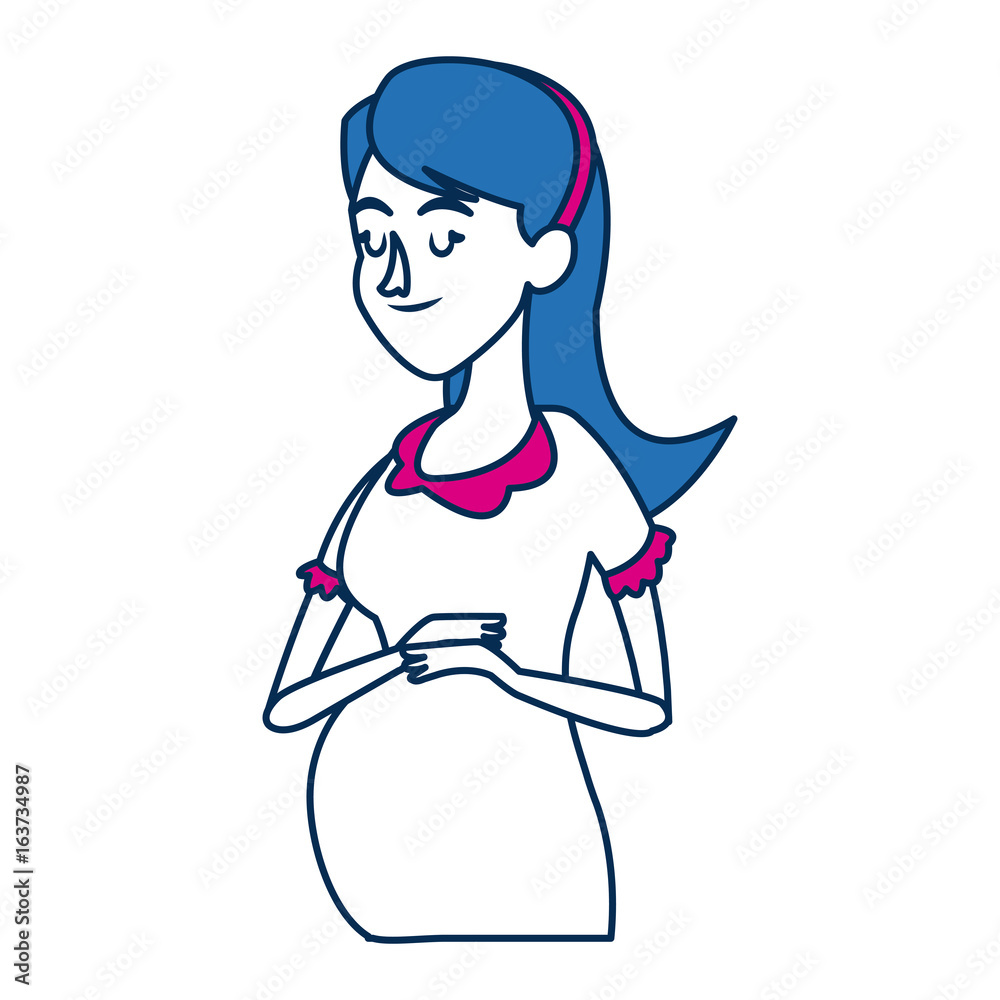 cute pregnant woman caressing her belly cute pregnant woman caressing her belly
