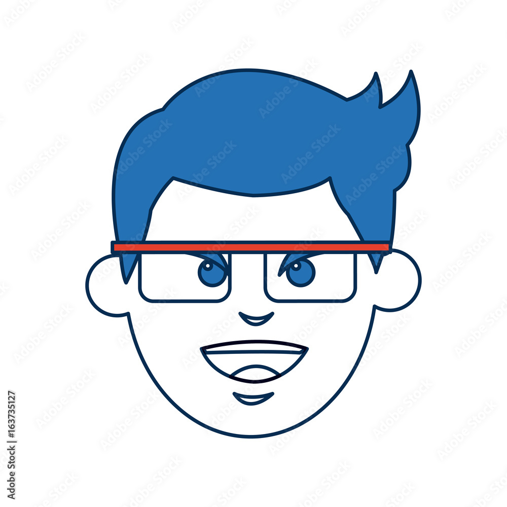 man cartoon with blue hair face portrait man cartoon with blue hair face portrait