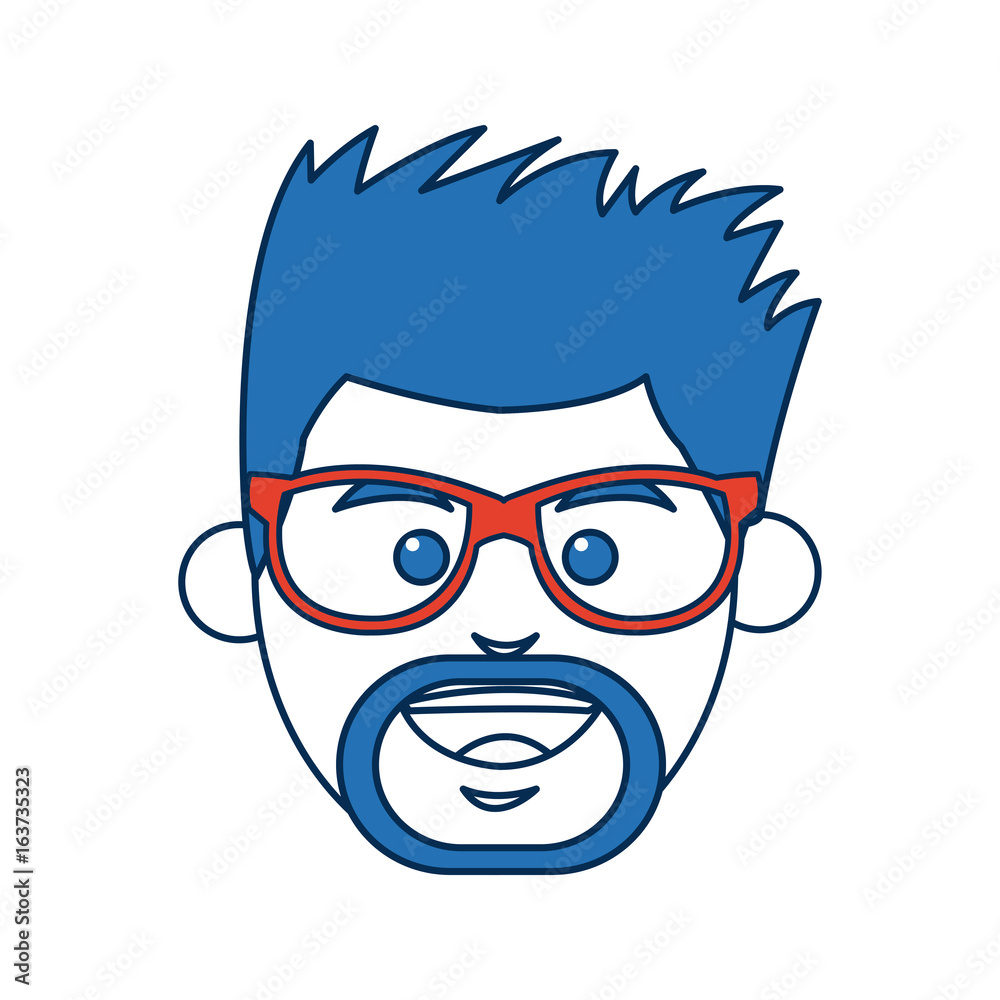 man cartoon with blue hair face portrait