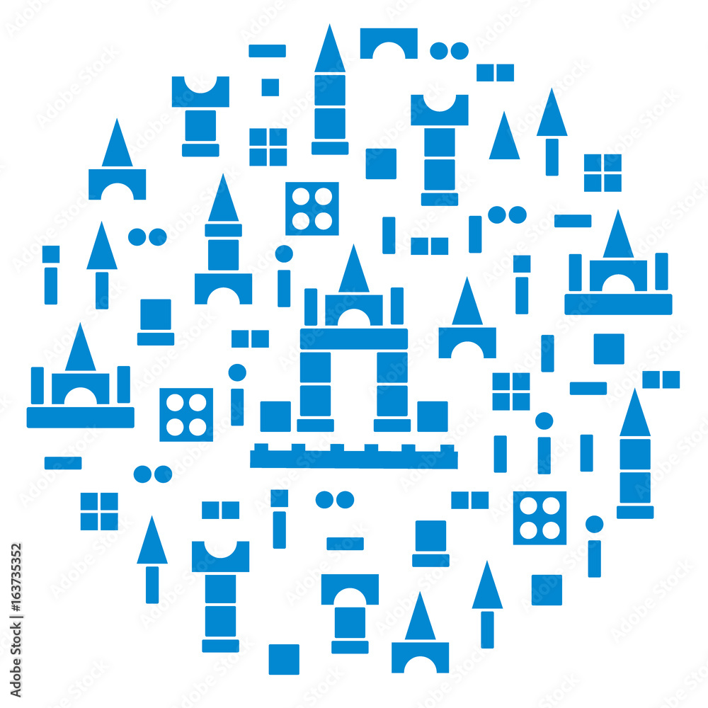 Cute vector illustration with children's designer arranged in a circle.