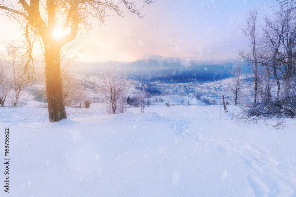 Obraz premium Winter alpine mountain snowy landscape