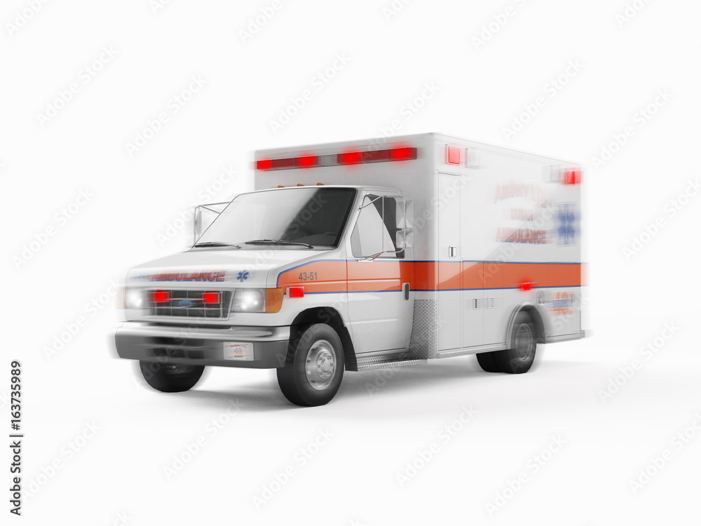 Ambulance emergency on a white background. 3D rendering