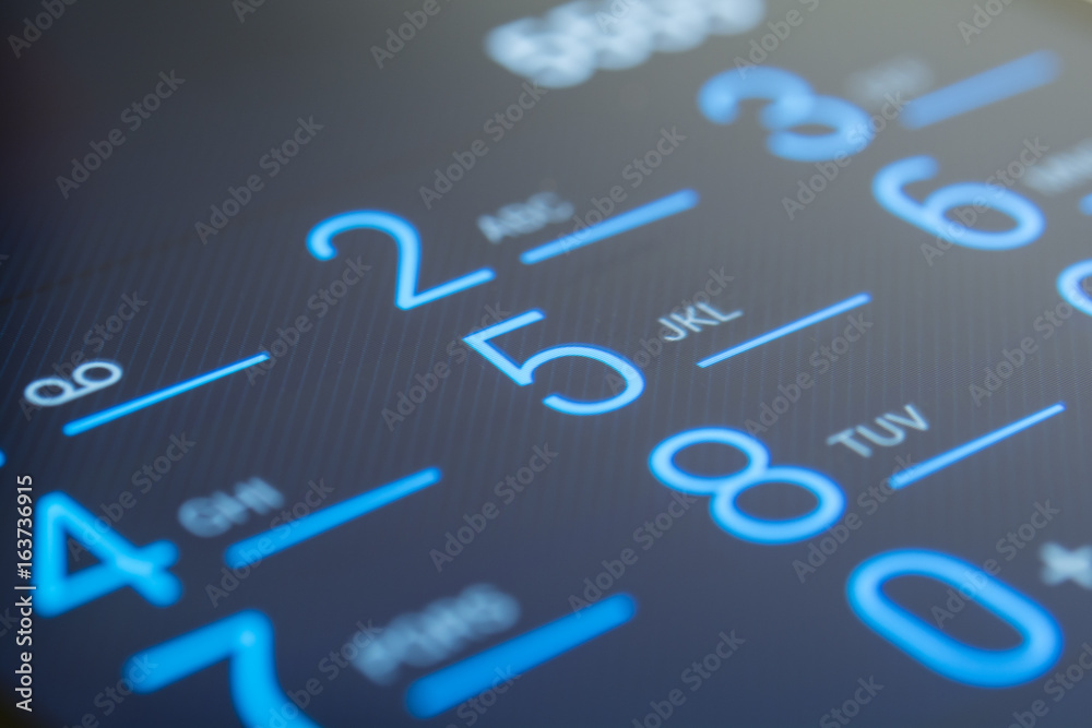 Touchscreen keypad, close up