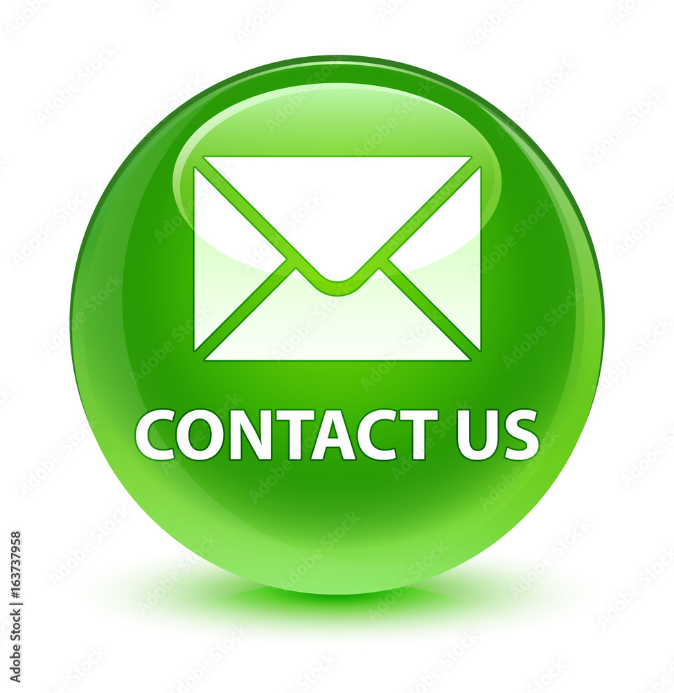 Contact us (email icon) glassy green round button