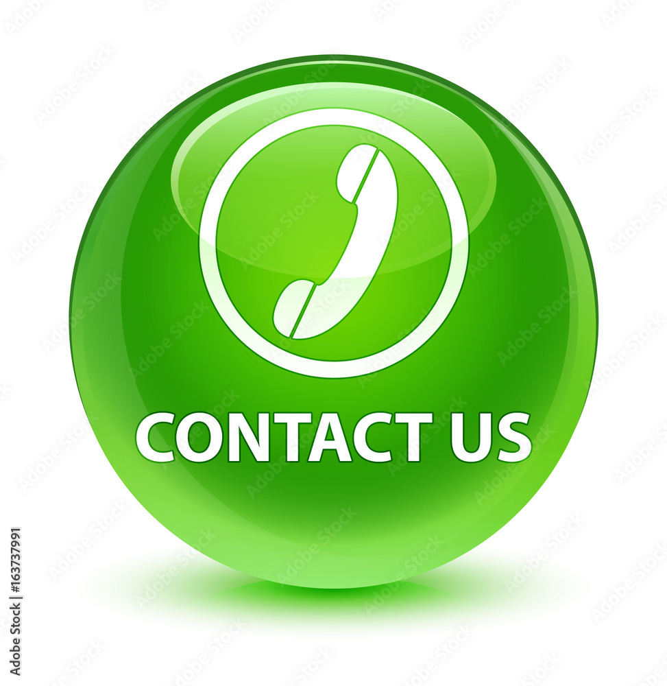 Contact us (phone icon) glassy green round button Contact us (phone icon) glassy green round button