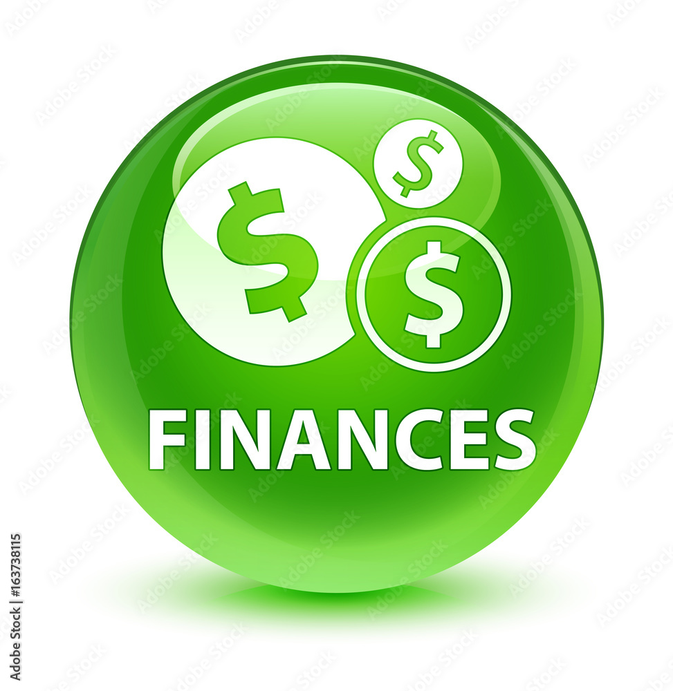 Finances (dollar sign) glassy green round button Finances (dollar sign) glassy green round button