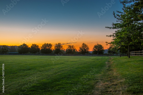 Soccer field sunset