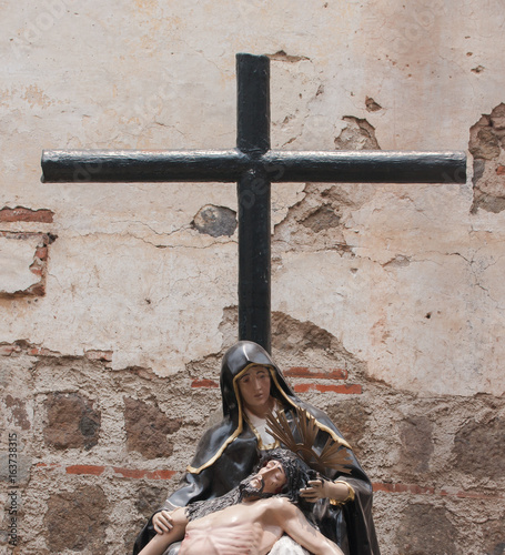 Pieta in Antigua, Guatemala. These procession figures are being carried during the Holy Week celebrations in Antigua (and all of Latin America).