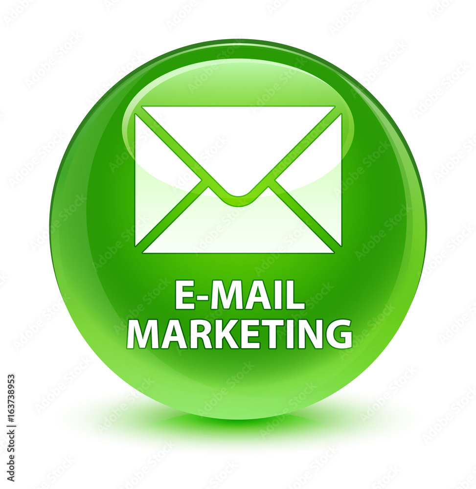 E-mail marketing glassy green round button E-mail marketing glassy green round button