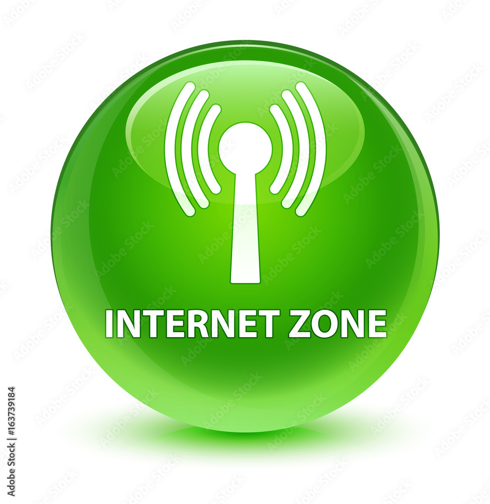 Internet zone (wlan network) glassy green round button Internet zone (wlan network) glassy green round button
