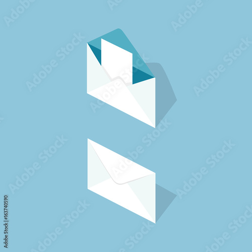 Letter in envelope isometric vector illustration