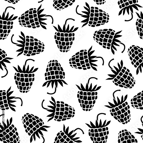 Raspberries seamless pattern