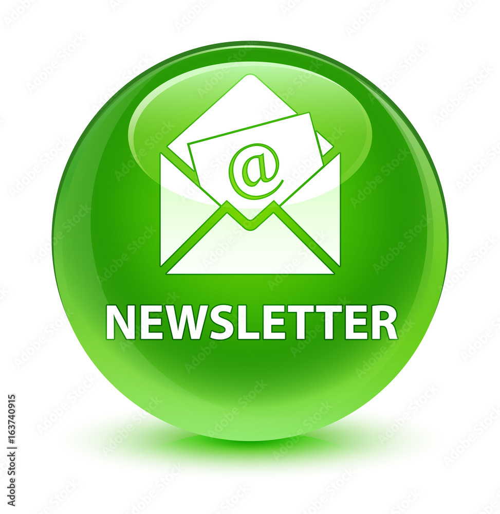 Newsletter glassy green round button Newsletter glassy green round button