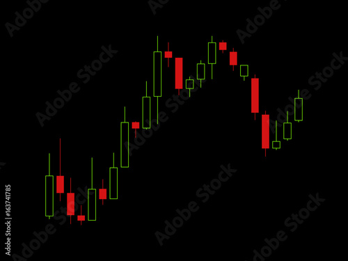 Schedule of trading on the stock market. Trader screen Forex, stock candles. Vector illustration