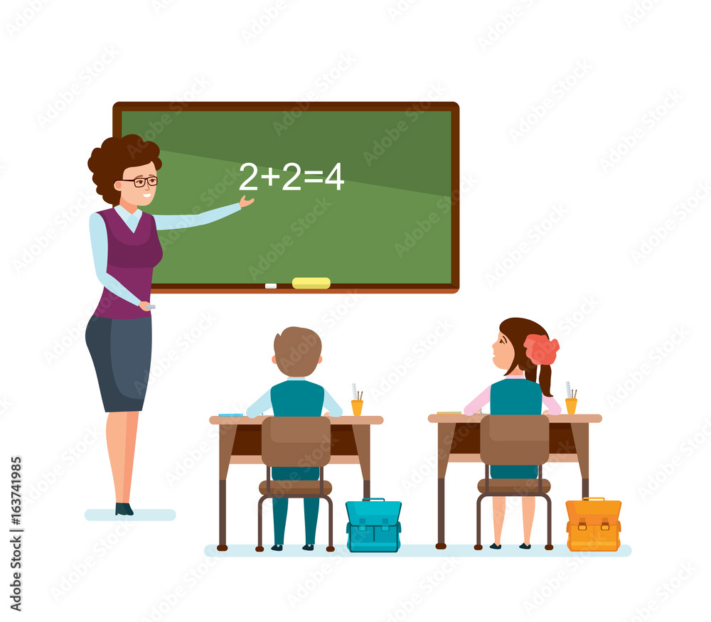 Teacher tells school material, explains decision, schoolchildren write down information. Teacher tells school material, explains decision, schoolchildren write down information.