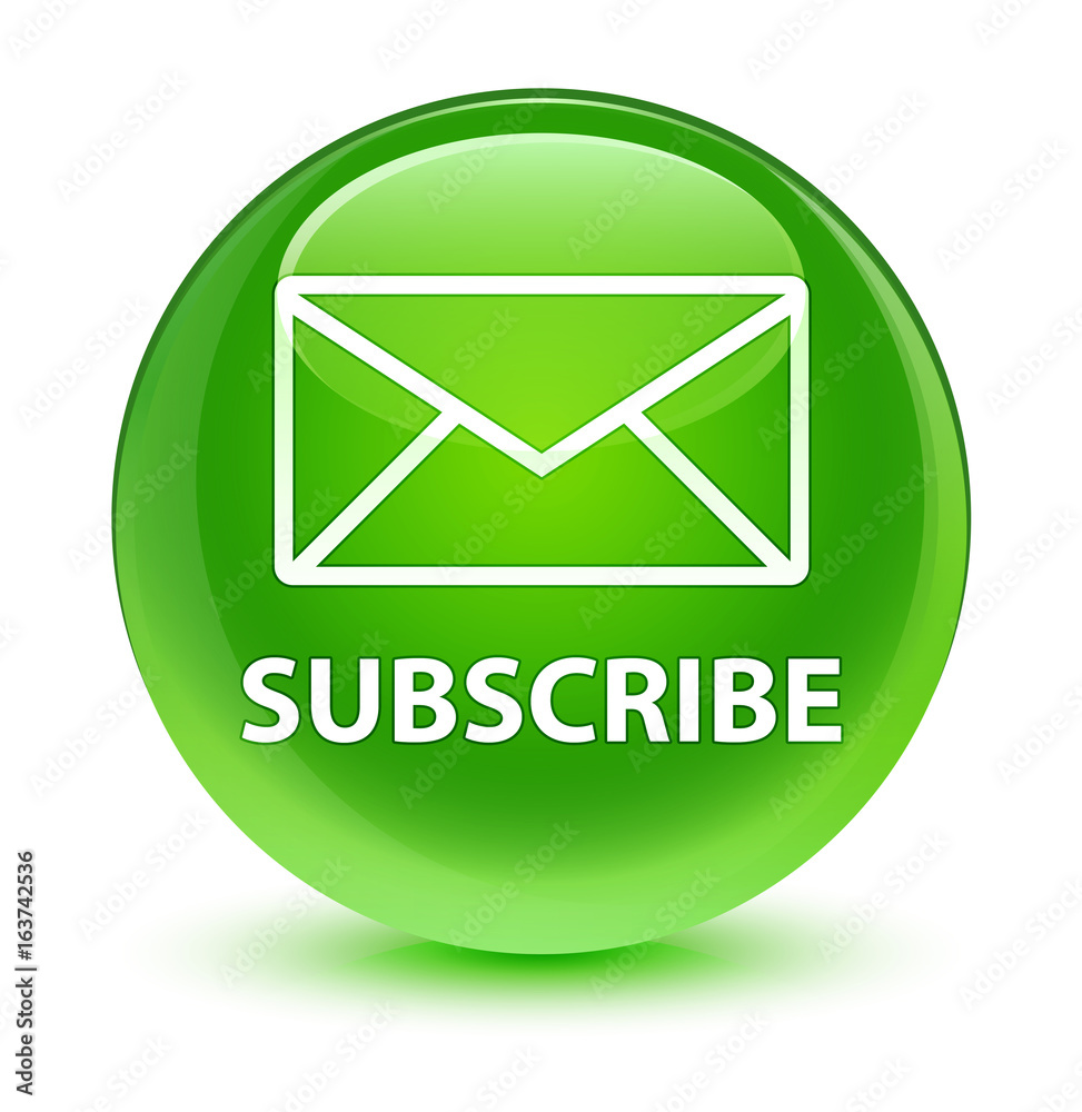 Subscribe (email icon) glassy green round button Subscribe (email icon) glassy green round button