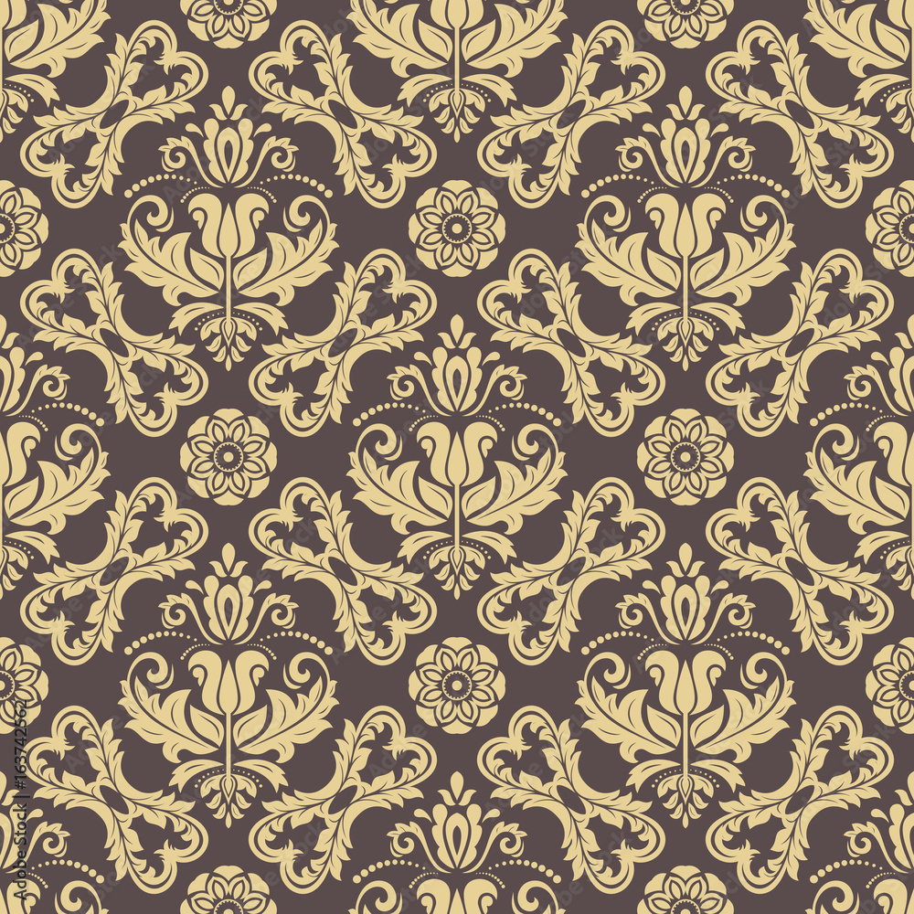 Orient vector classic pattern. Seamless abstract background with repeating elements. Orient brown and golden background