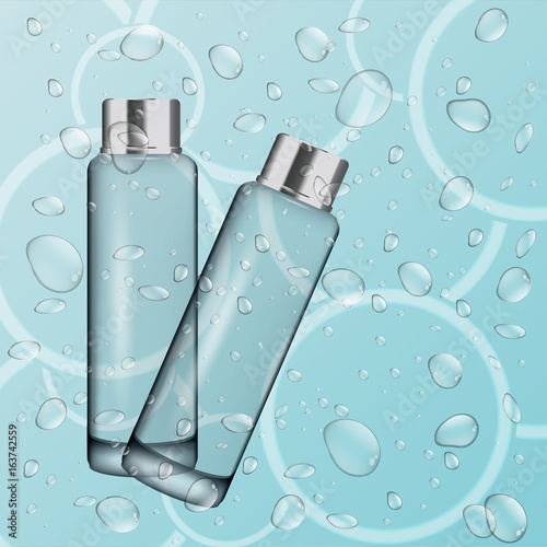 Two Blank plastic tubes  lotion in water eps 10 vector design