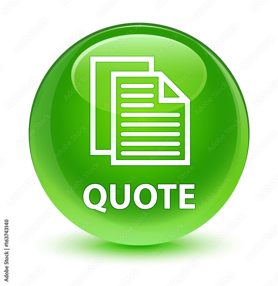 Quote (document pages icon) glassy green round button Quote (document pages icon) glassy green round button