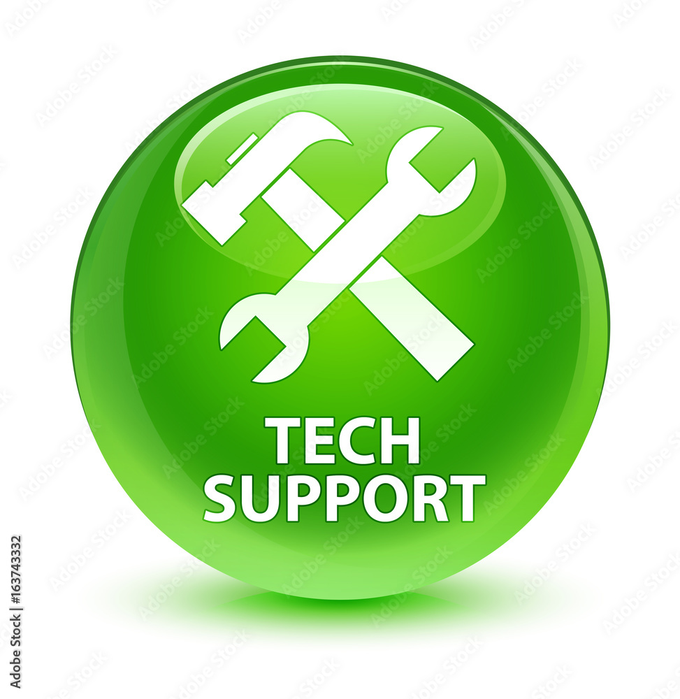 Tech support (tools icon) glassy green round button Tech support (tools icon) glassy green round button