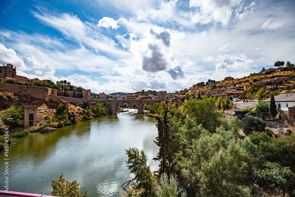 Panoramic view of Toledo Spain on a summer day