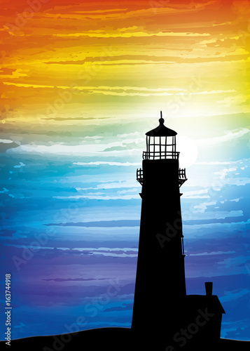 Lighthouse on the sunset