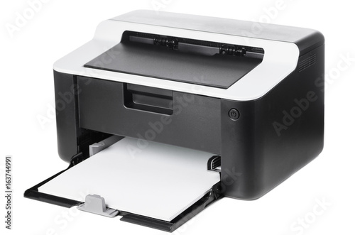 Compact laser home printer isolated on white background