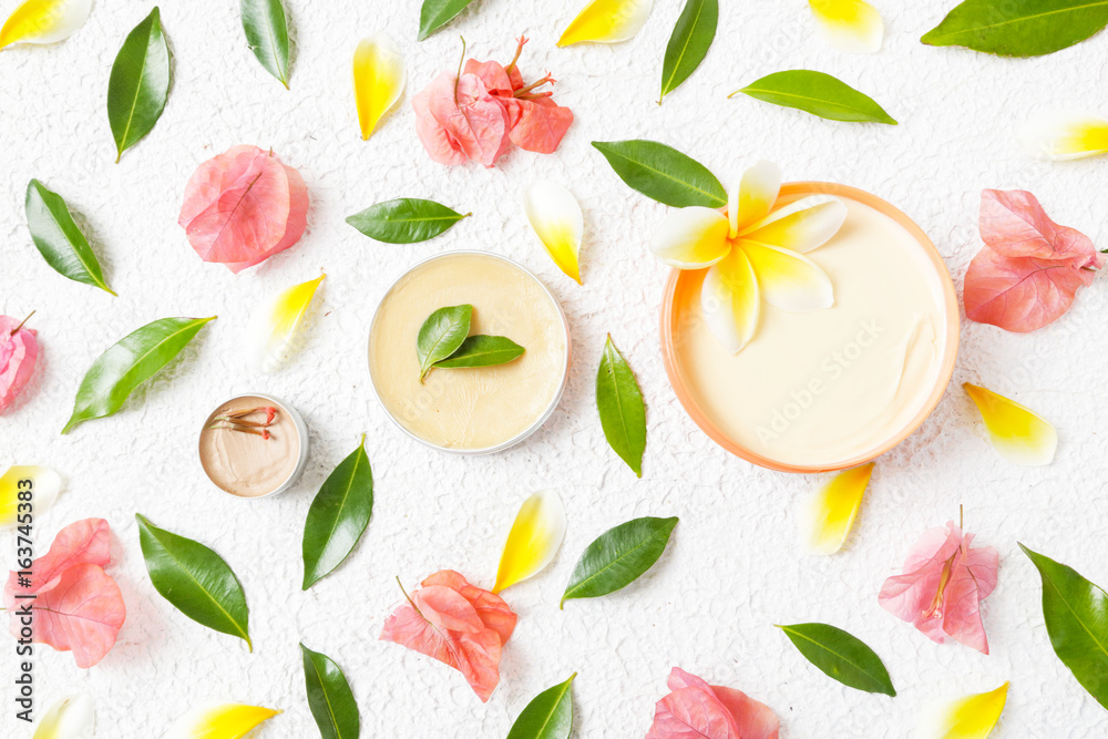 Organic cosmetics - top view of natural products Organic cosmetics - top view of natural products