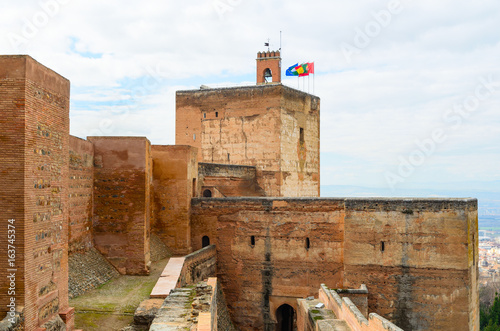 Alhambra fortress walls day view , Granada, Spain photo