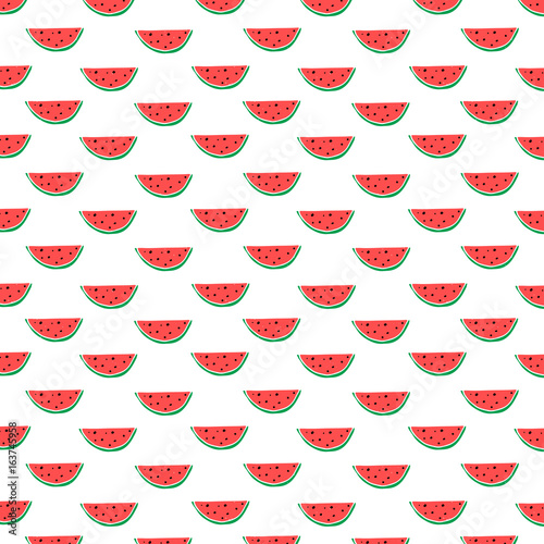 Watermelon hand drawn seamless pattern.