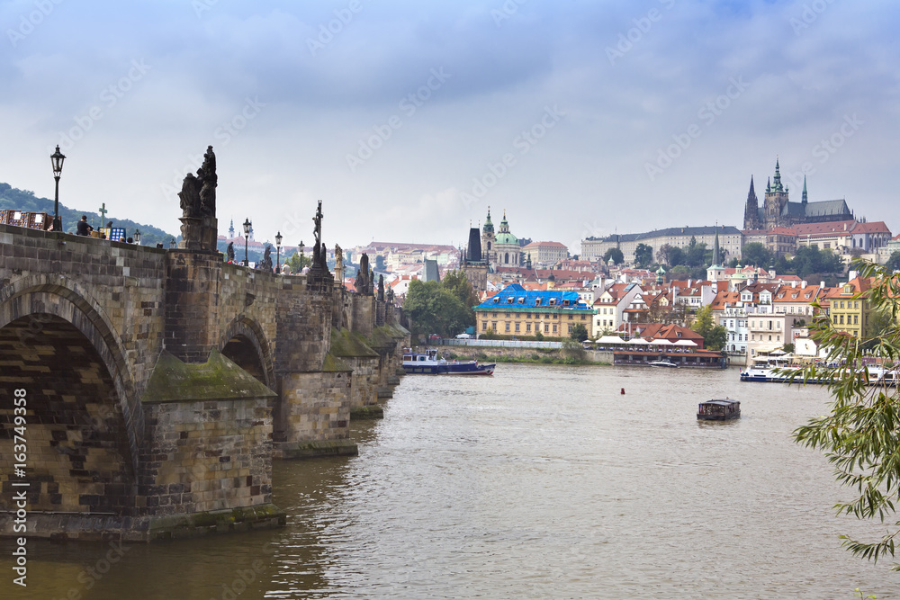 Prague - the old city, Vltava Embankment and Charles Bridge, the Czech Republic