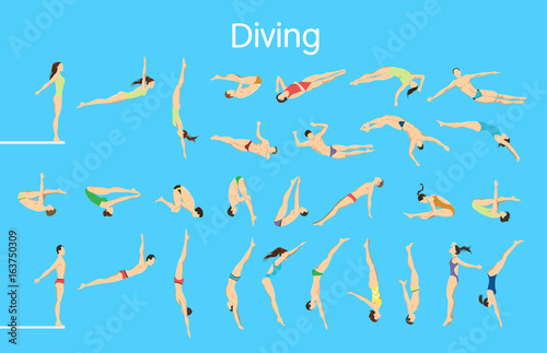 Fotografie, Tablou Diving set illustration.
