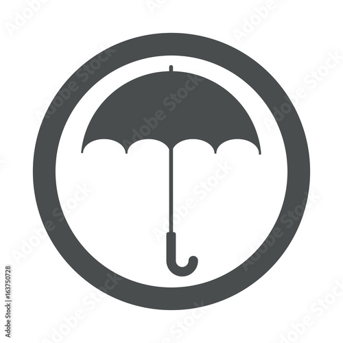 Icono plano paraguas abierto en circulo color gris