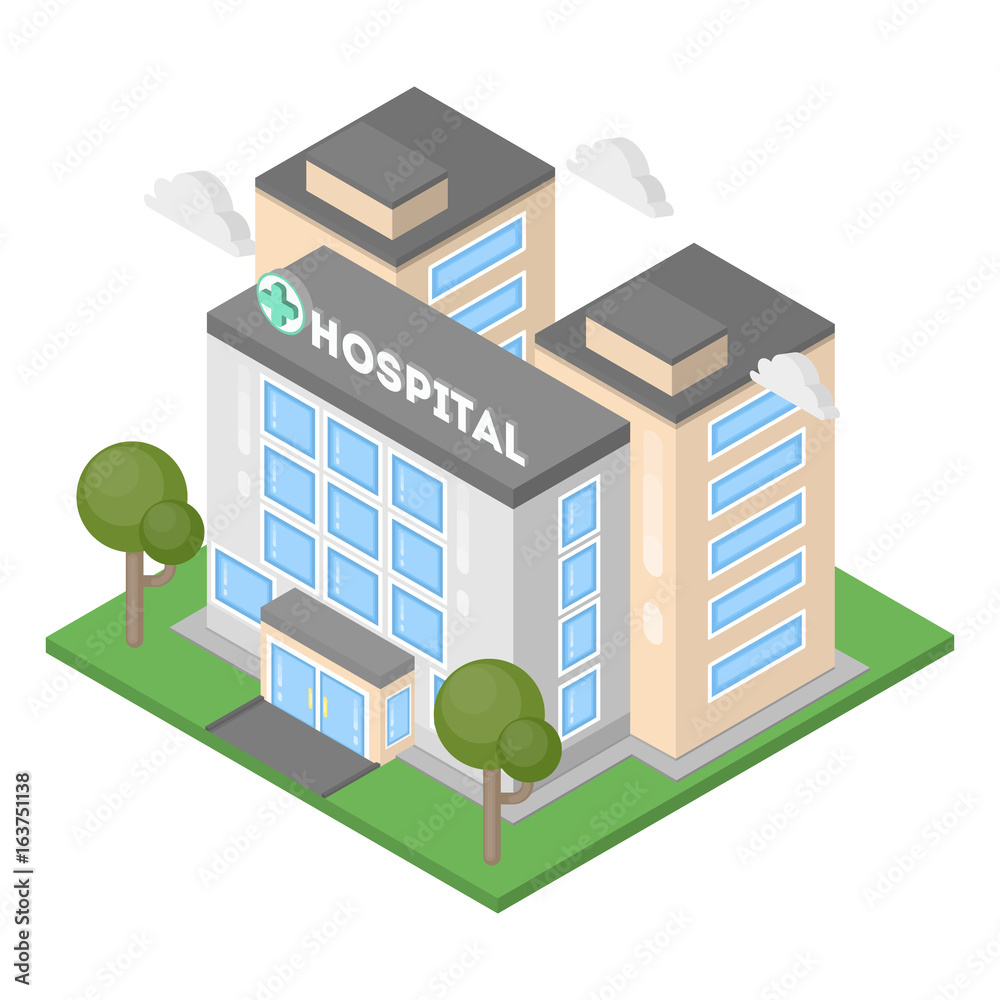 Isometric hospital building. Isometric hospital building.