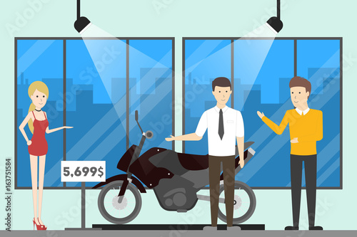 Motorcycle shop interior.