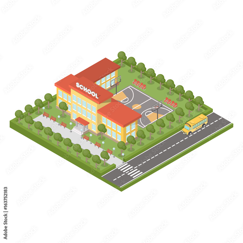 Fototapeta premium Isometric school building.