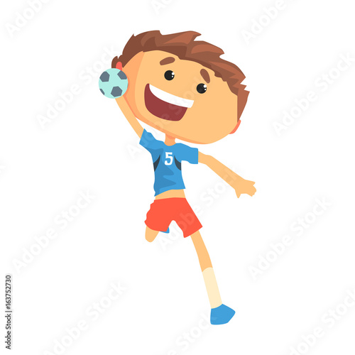 Boy handball player character cartoon vector Illustration
