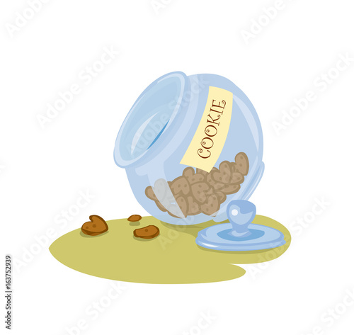 Tableau sur toile Digital vector funny comic cartoon big blue jar glass with cookies and biscuits