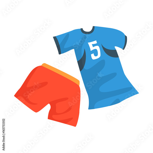 Sports uniform of handball player, shirt with number 11, handball sport equipment cartoon vector Illustration