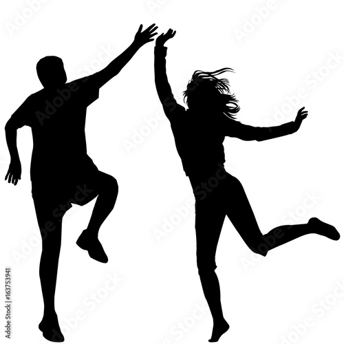 Man and woman jumping
