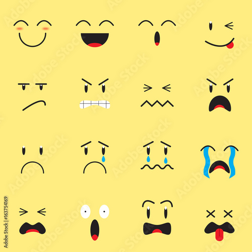 Cute Expression Emoji on Yellow Background