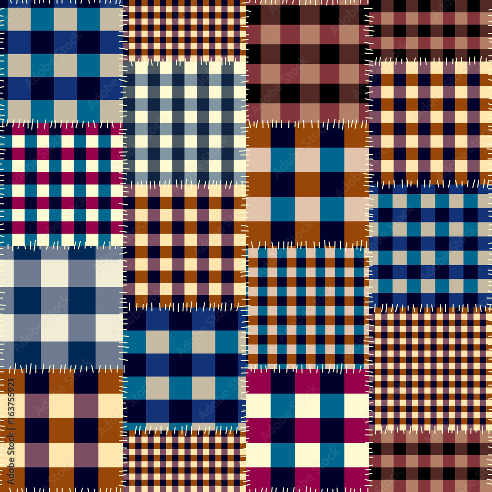 Seamless background pattern. Geometric patchwork pattern of a squares. - obrazy, fototapety, plakaty 