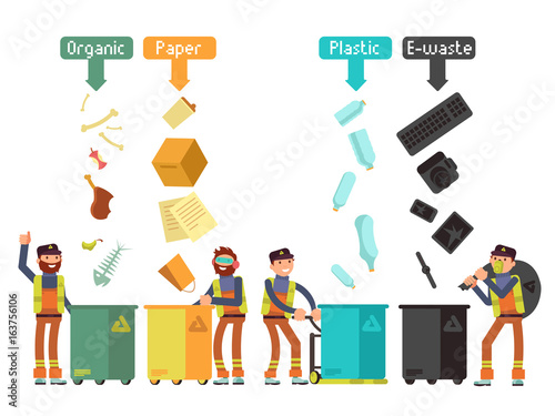 Garbage waste segregation for recycling vector concept
