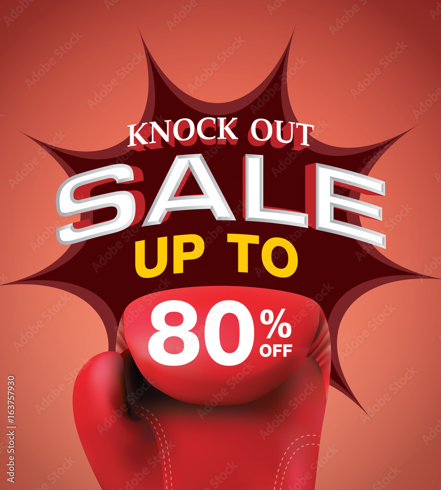 Knock out sale 80 percent heading design for banner or poster. Sale and Discounts Concept. Vector illustration.