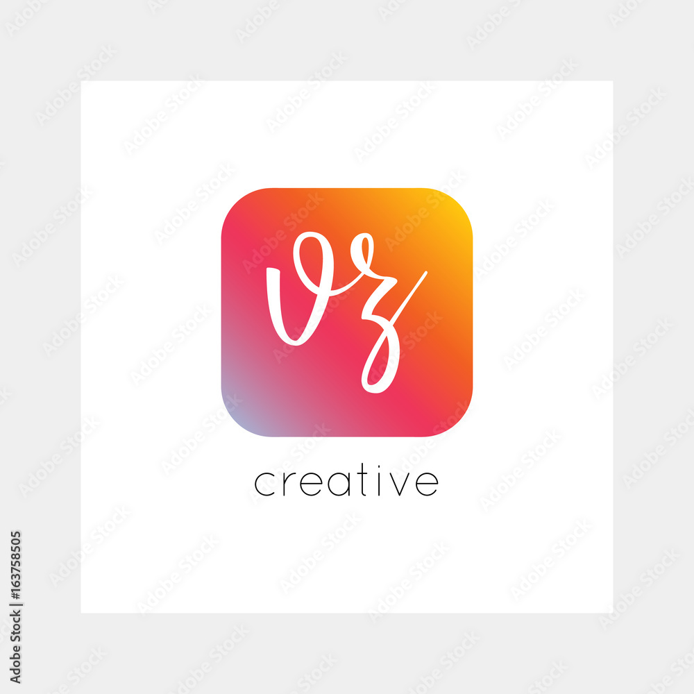 Obraz premium VZ logo, vector. Useful as branding, app icon, alphabet combination, clip-art.