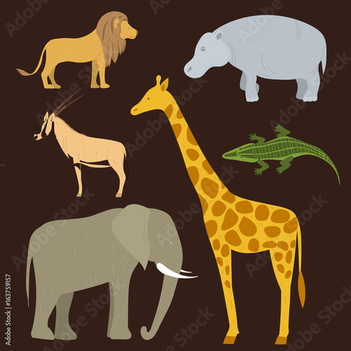 African animals. Vector illustration.