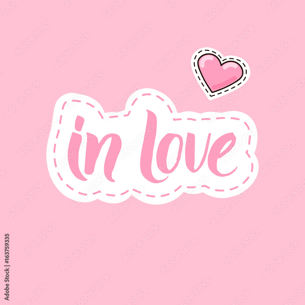 Lettering in love with heart sticker