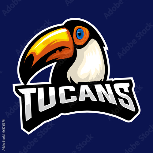 Awesome exotic bird toucan logo head, mascot logo team or print illustration