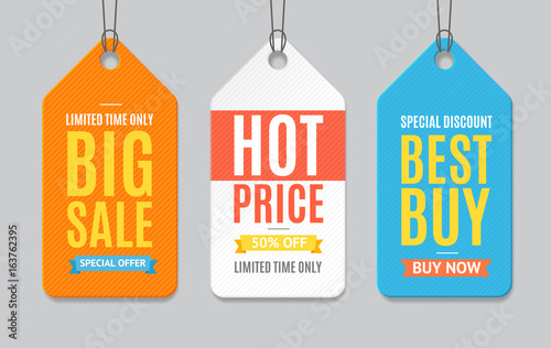 Sale Label Paper Tag Hanging Set. Vector