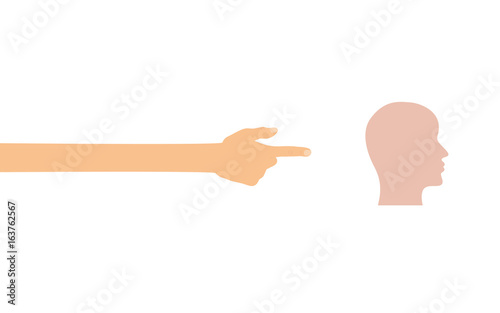 Hand zeigt auf - Kopf Profil